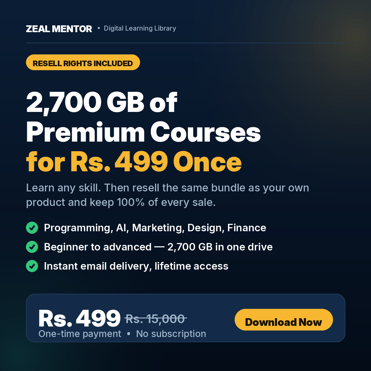 2700GB Course Bundle with Resell Rights | ₹15,000 Ka Library Ab Sirf ₹499 | Learn + Sell
