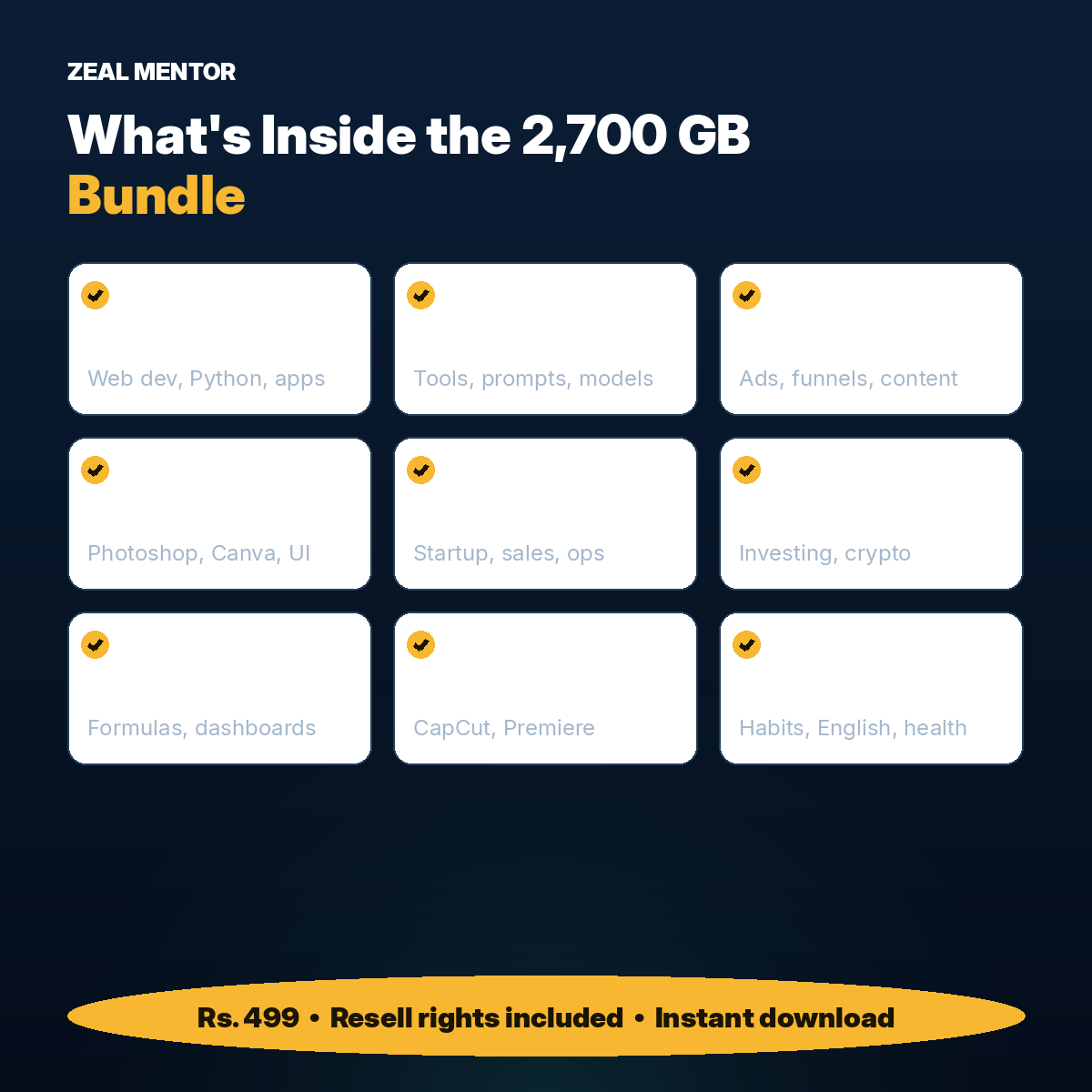 2700GB Course Bundle with Resell Rights | ₹15,000 Ka Library Ab Sirf ₹499 | Learn + Sell
